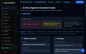 AI voice agents and command studio in Auto Lead Pilot AI