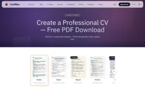 Confileo CV builder showing professional resume templates