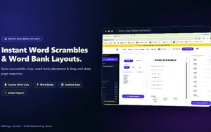 Instant word scramble and word bank layout with KDPage KDP Book Creator