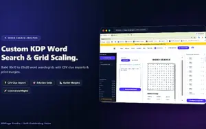 Custom KDP word search grid scaling with commercial rights via KDPage KDP Book Creator