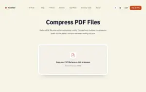 Compress PDF tool upload screen