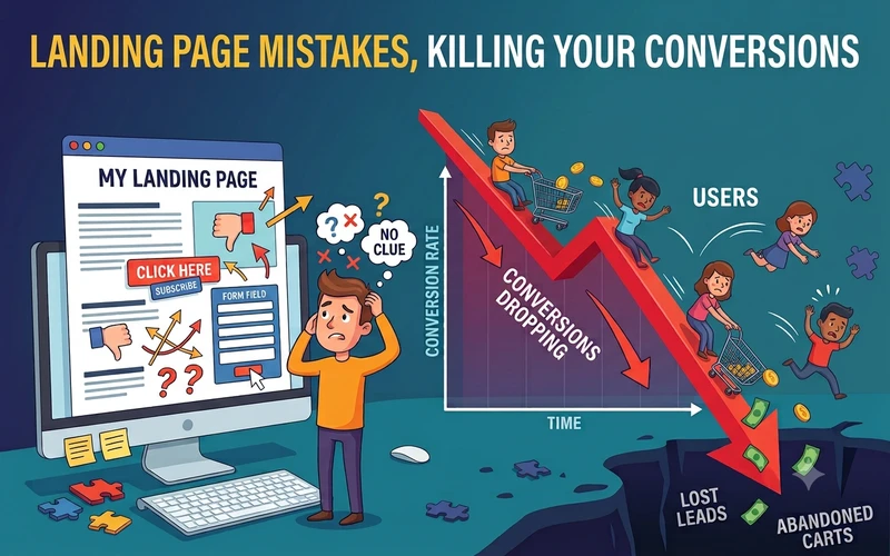 Landing Page Mistakes killing your conversions - Blog feature image