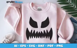 Sweatshirt mockup of the pumpkin face design of Free Halloween Clipart Bundle