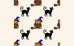 White hat balck cat pattern of the free halloween vectors bundle