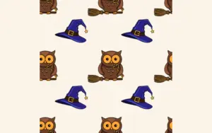 Witch hat and owl pattern of the free halloween vectors bundle