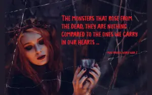 Horror quote set in bloody font