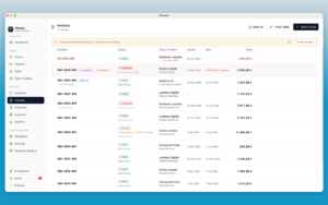 Create invoices and organize payment follow-ups with Flowara Freelance Business Management Software