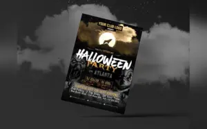 Free Halloween Party Flyer Template Floating Mockup