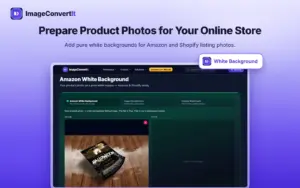 Add a pure white background to product photos for Amazon and Shopify listings using ImageConvertIt ecommerce image editor