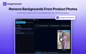 Remove or blur product photo backgrounds to create clean cutouts using ImageConvertIt ecommerce image editor