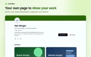 Showcase services and reviews on your own page with Indiewise freelancer CRM