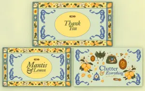Mantis and lemon title and thank you slides in the Free aesthetic presentation template