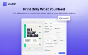 Print selected PDF pages and page ranges with custom layouts using MeePDF Windows PDF editor