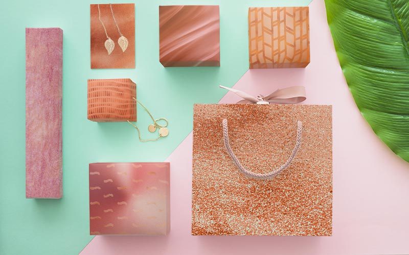 rose gold background packaging mockup