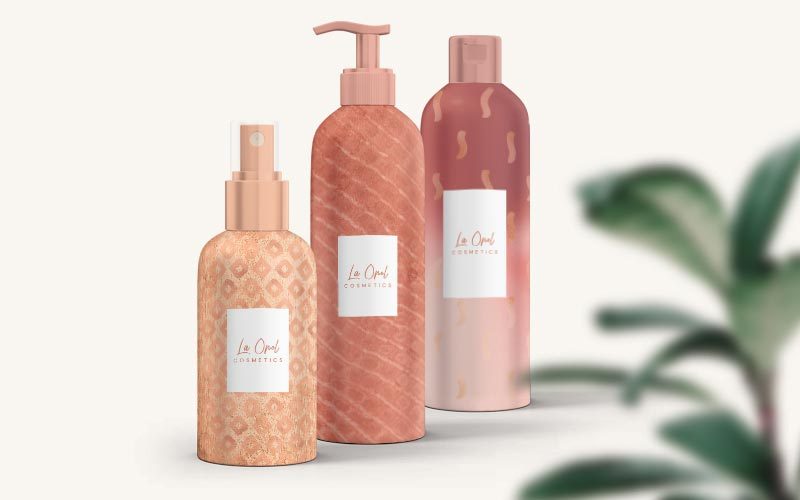 rose gold background bottle design