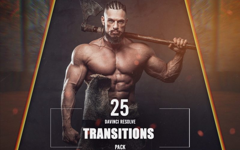 Viking with huge biceps and naked torso posing with axe