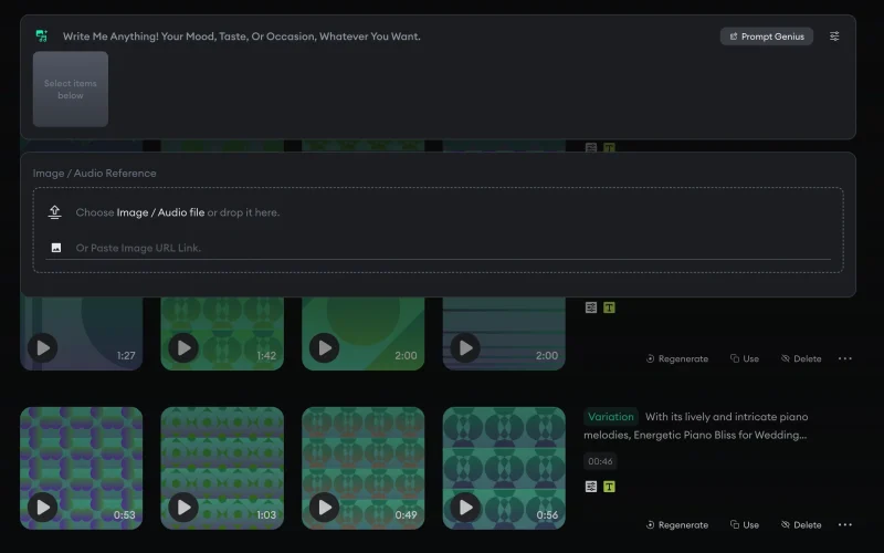 Preview of MixAudio - AI BGM generation feature