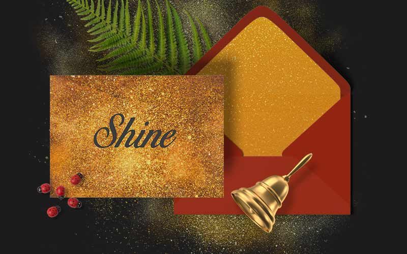 Gold glitter post card