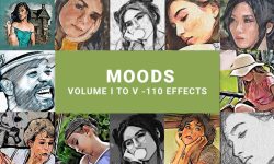 Collage of the Pencil Sketch Effects in moods bundle