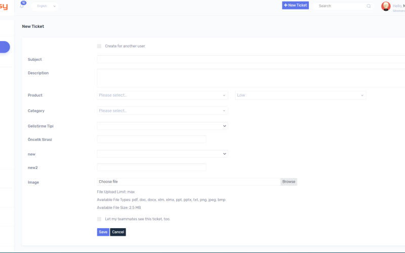 S-easy cloud professional - New Ticket Interface displaying ticketing features
