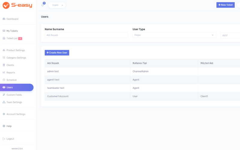 Helpdesk Ticketing System - user list Page Interface -