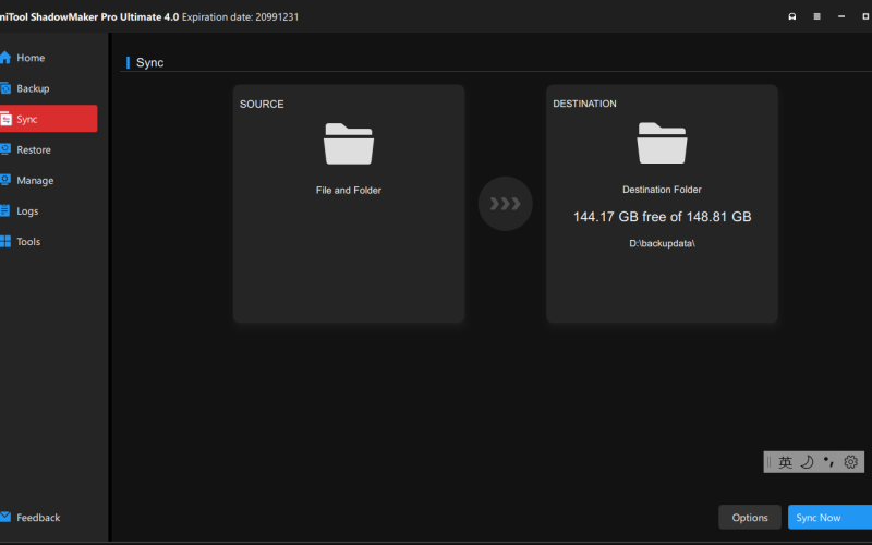 ShadowMaker Backup tool - Synching Feature