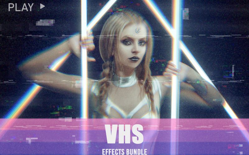 A girl with the vhs effects in the background