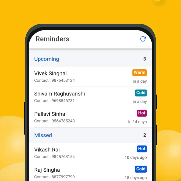 Automated Reminders Interface for Sales ABL - Leads Management App
